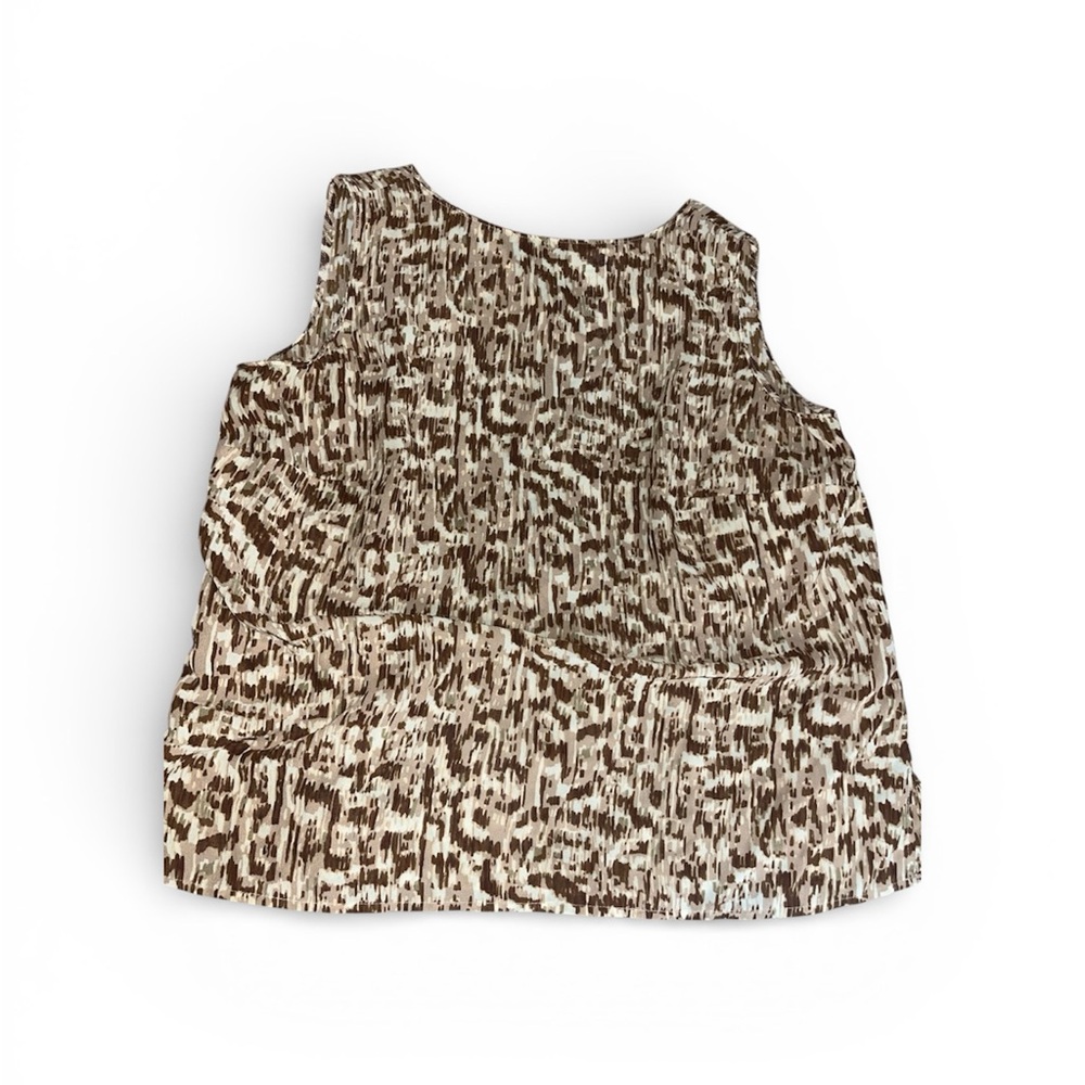 Brown and Cream Sleeveless Blouse